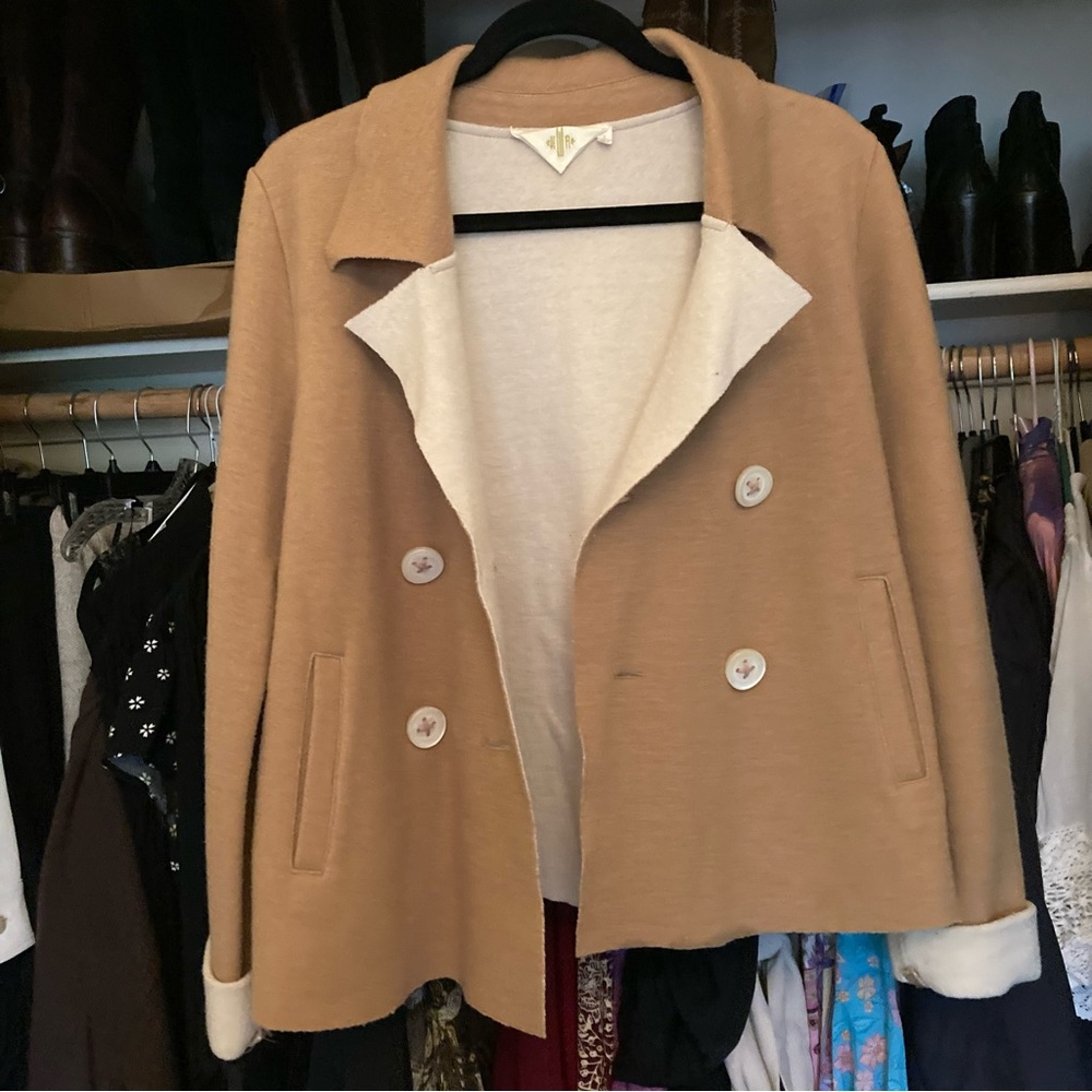 Anthropologie Jacket Beige lightweight wool.